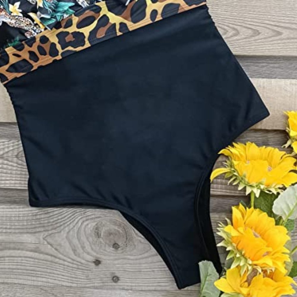 SPORLIKE One Piece V-Neck Ruffle Bathing Suit 🐅 NEW WITH TAG! - Picture 5 of 12